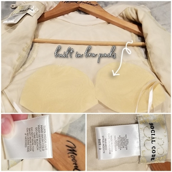 Social Code ✦ Champagne Skirt Set ✦ Sequin Halter Crop + Ruffle Chiffon High-Low - Picture 13 of 16